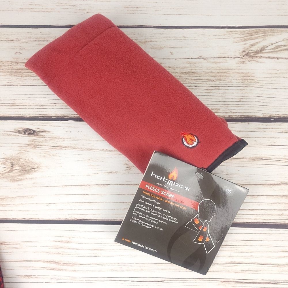 Hotmocks Red Fleece Scarf with Heat Pack Pockets Onw Size